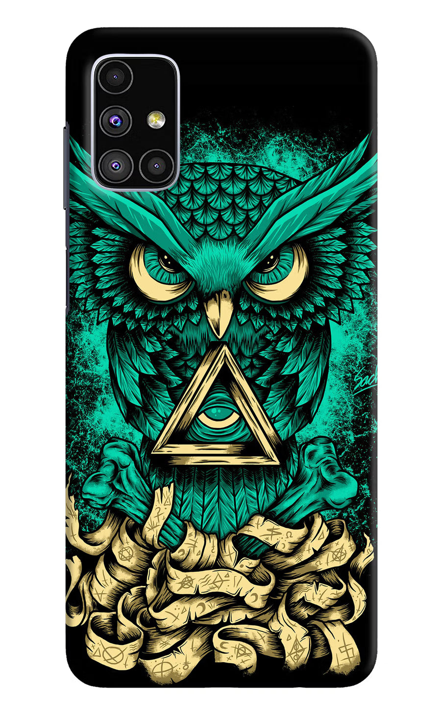 Green Owl Samsung M51 Back Cover, Hard case