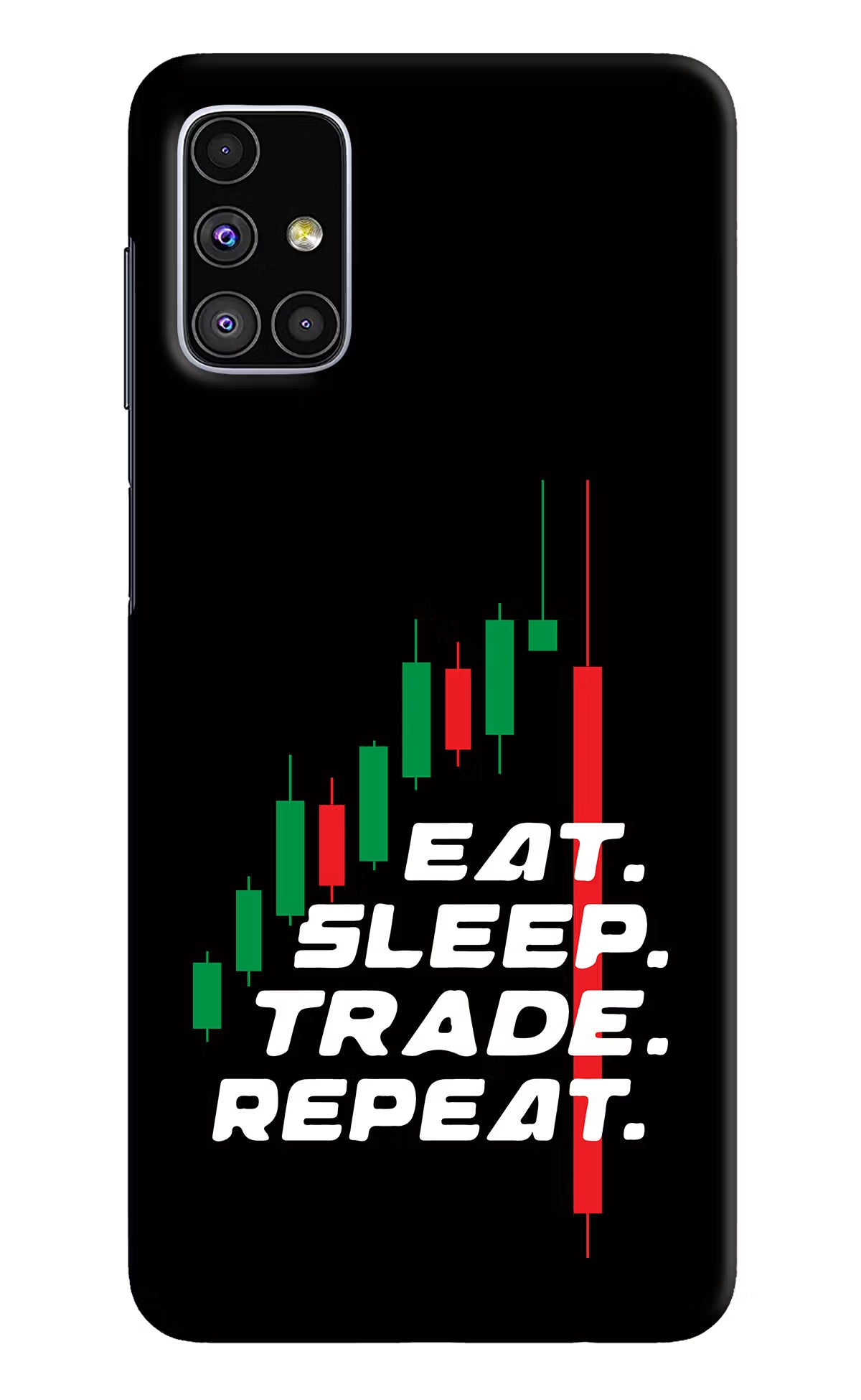 Eat Sleep Trade Repeat Samsung M51 Hard Case Back Cover by Casekaro