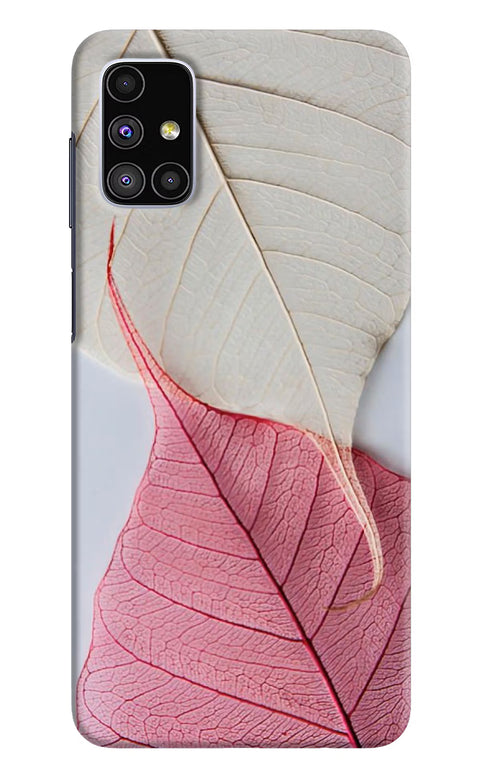 White Pink Leaf Samsung M51 Back Cover