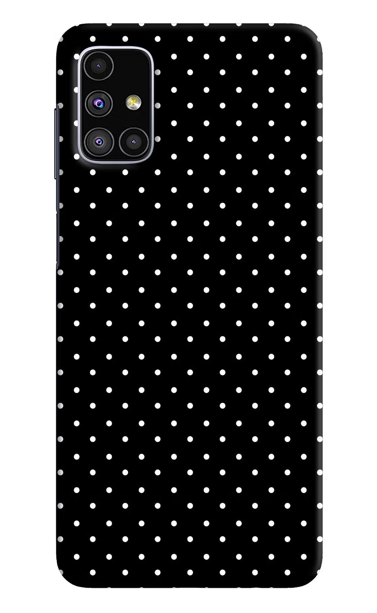 White Dots Samsung M51 Hard Case Back Cover by Casekaro