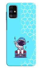Cute Astronaut Chilling Samsung M51 Hard Case Back Cover by Casekaro