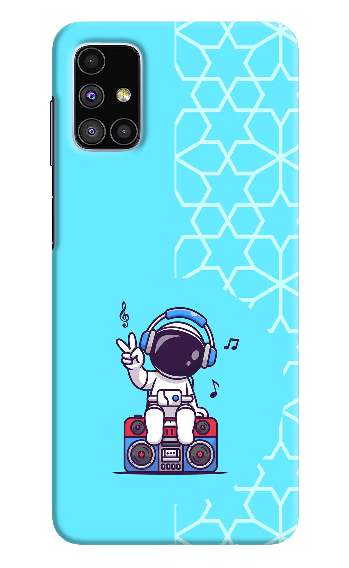 Cute Astronaut Chilling Samsung M51 Hard Case Back Cover by Casekaro