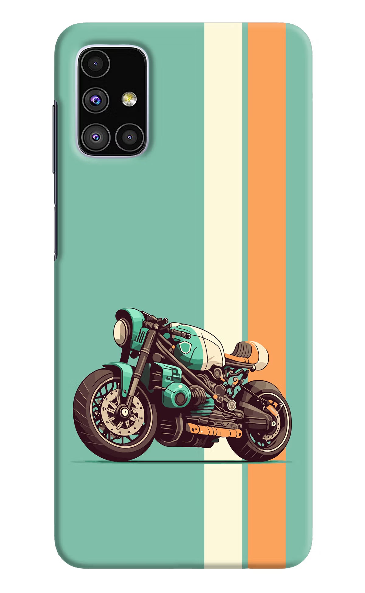Striped Moto Drift Samsung M51 Hard Case Back Cover by Casekaro