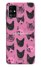 Pink Cats Samsung M51 Hard Case Back Cover by Casekaro