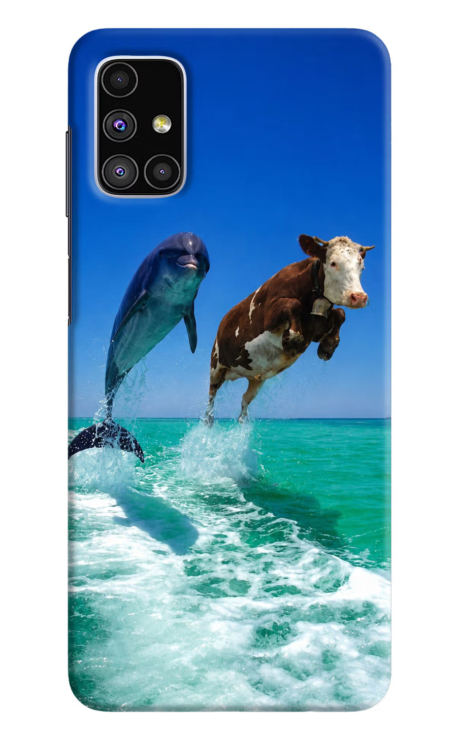 Dolphin vs Cow Samsung M51 Back Cover, Hard case