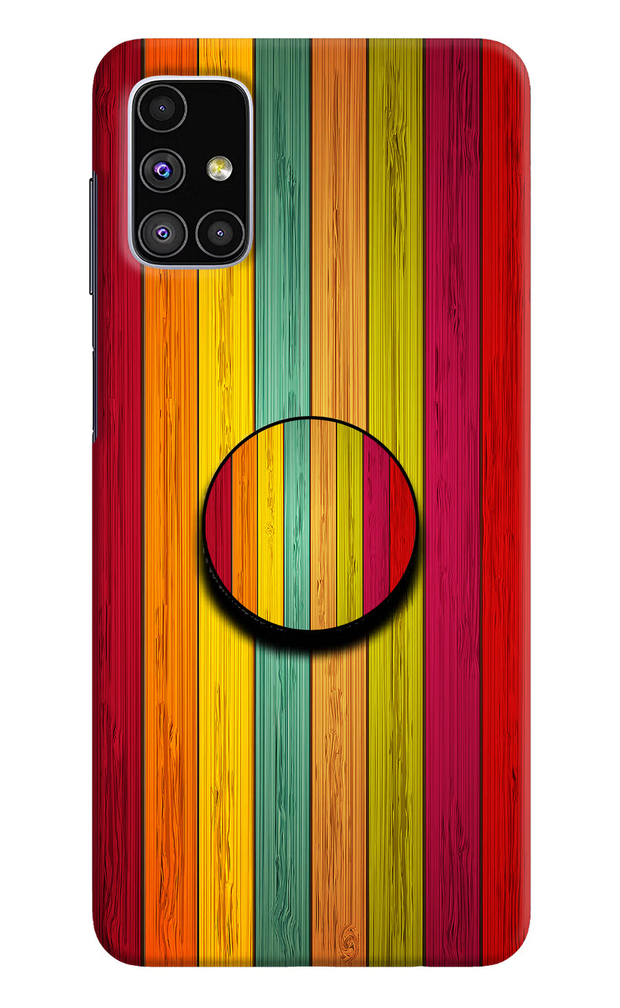 Multicolor Wooden Samsung M51 Pop Case, Hard case