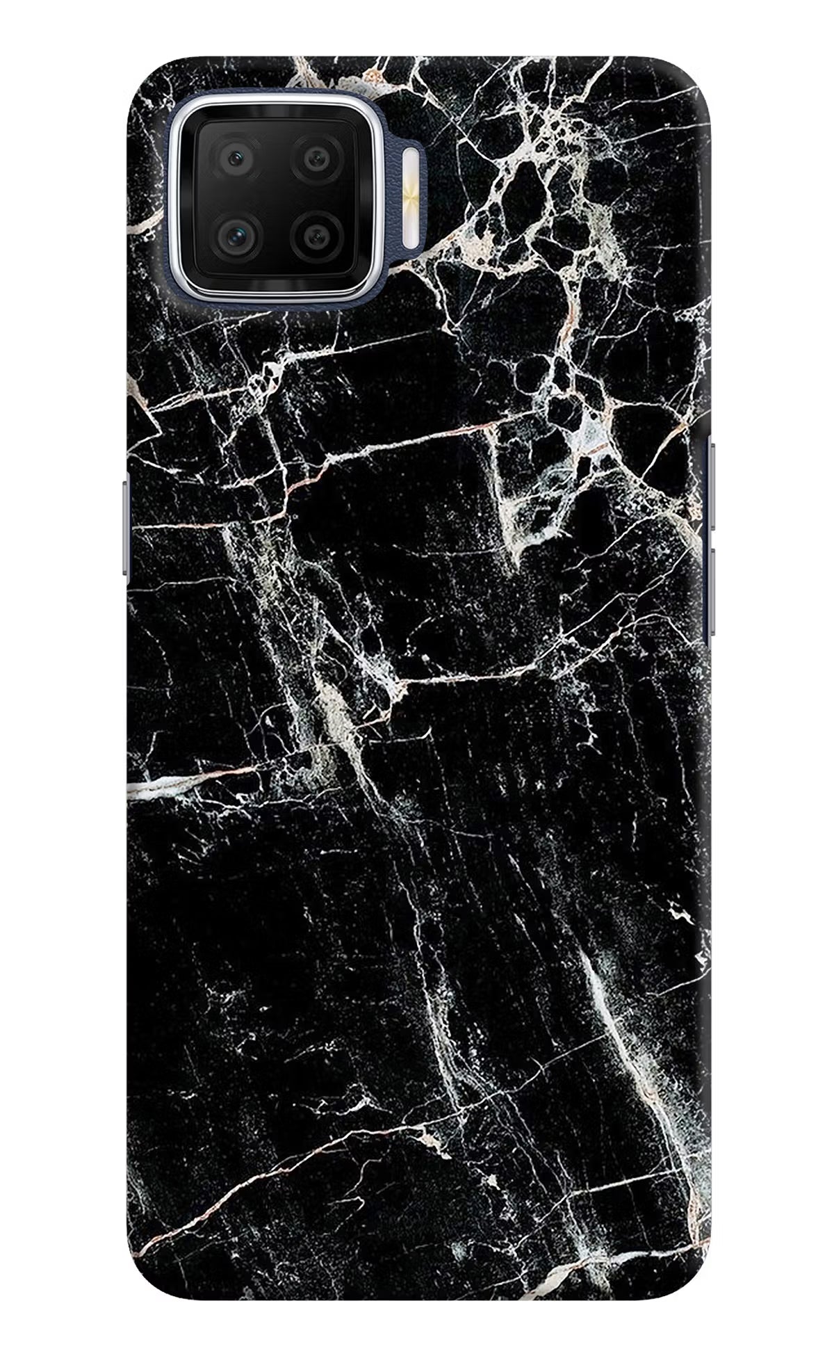 Black Marble Texture Oppo F17 Hard Case Back Cover by Casekaro