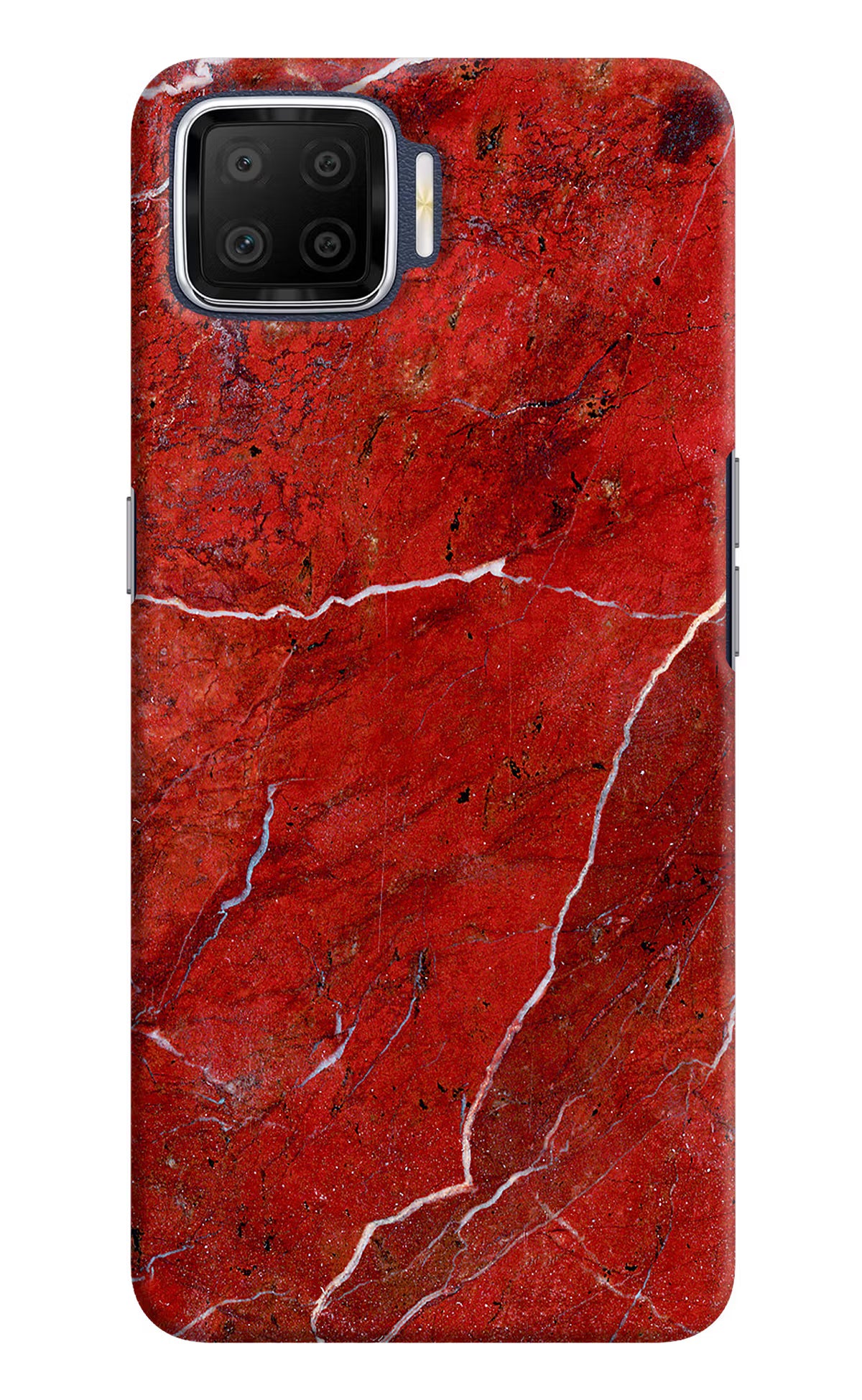Red Marble Design Oppo F17 Hard Case Back Cover by Casekaro