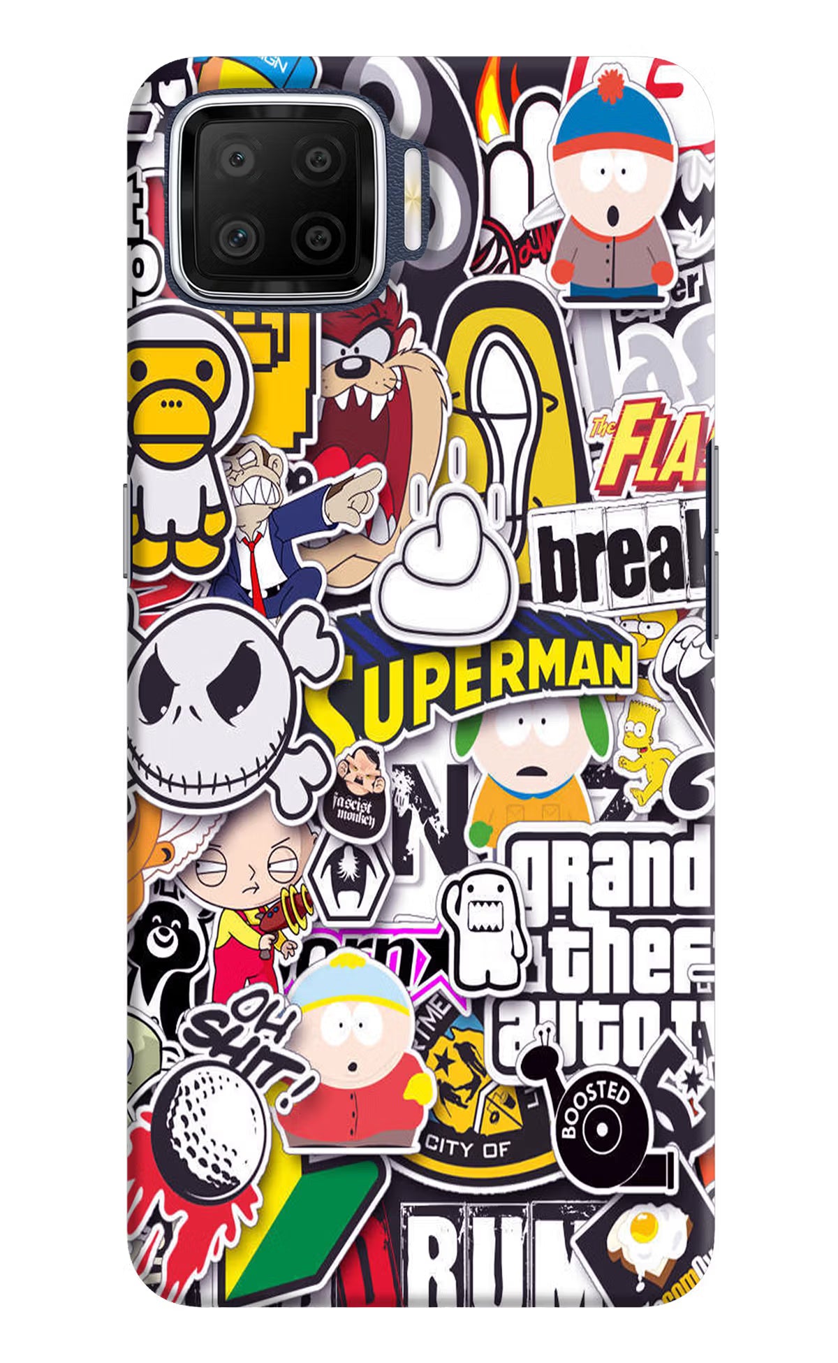 Sticker Bomb Oppo F17 Hard Case Back Cover by Casekaro
