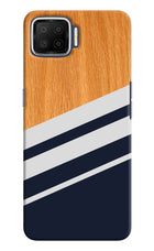 Blue and white wooden Oppo F17 Hard Case Back Cover by Casekaro
