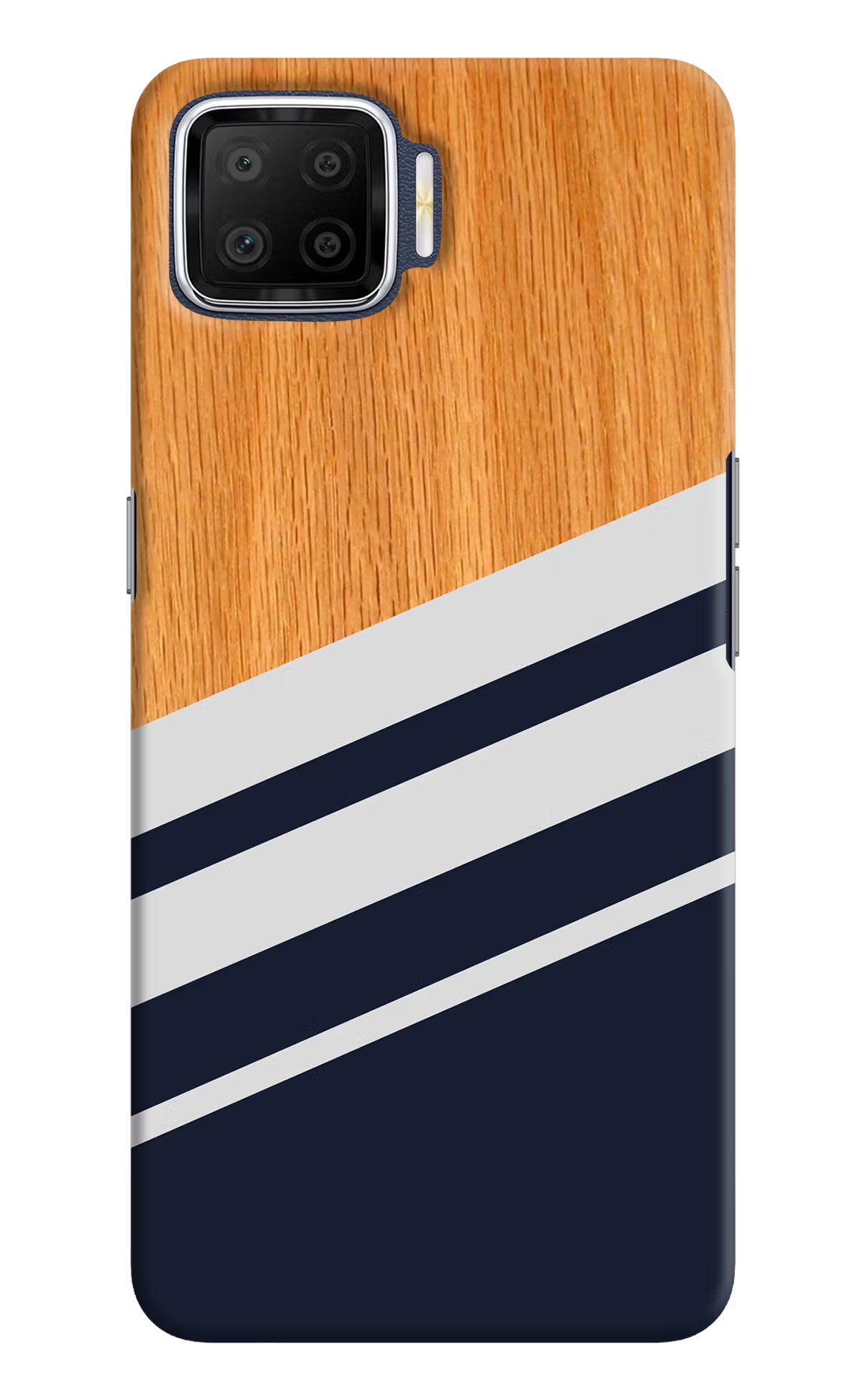 Blue and white wooden Oppo F17 Hard Case Back Cover by Casekaro
