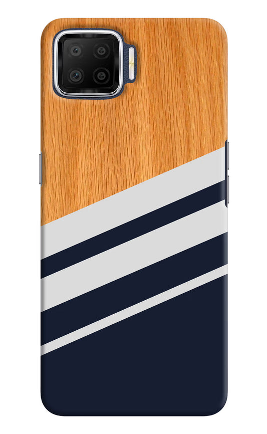 Blue and white wooden Oppo F17 Hard Case Back Cover by Casekaro