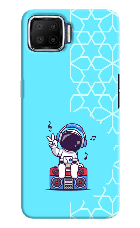 Cute Astronaut Chilling Oppo F17 Hard Case Back Cover by Casekaro