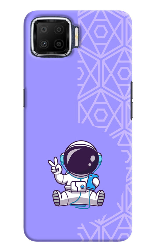 Cute Astronaut Chilling Oppo F17 Hard Case Back Cover by Casekaro
