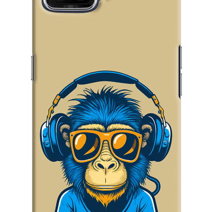 Monkey Headphone Oppo F17 Hard Case Back Cover by Casekaro