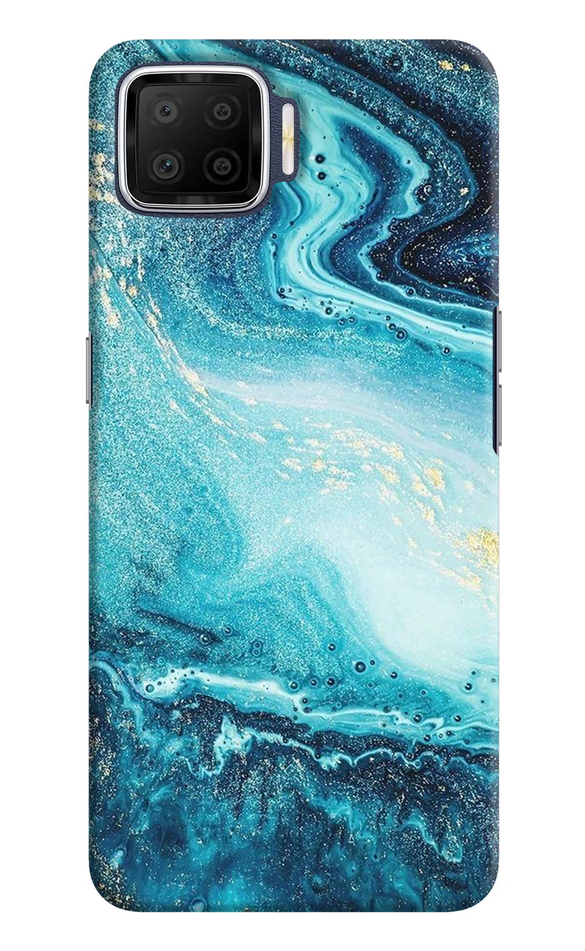 Blue Glitter Marble Oppo F17 Hard Case Back Cover by Casekaro