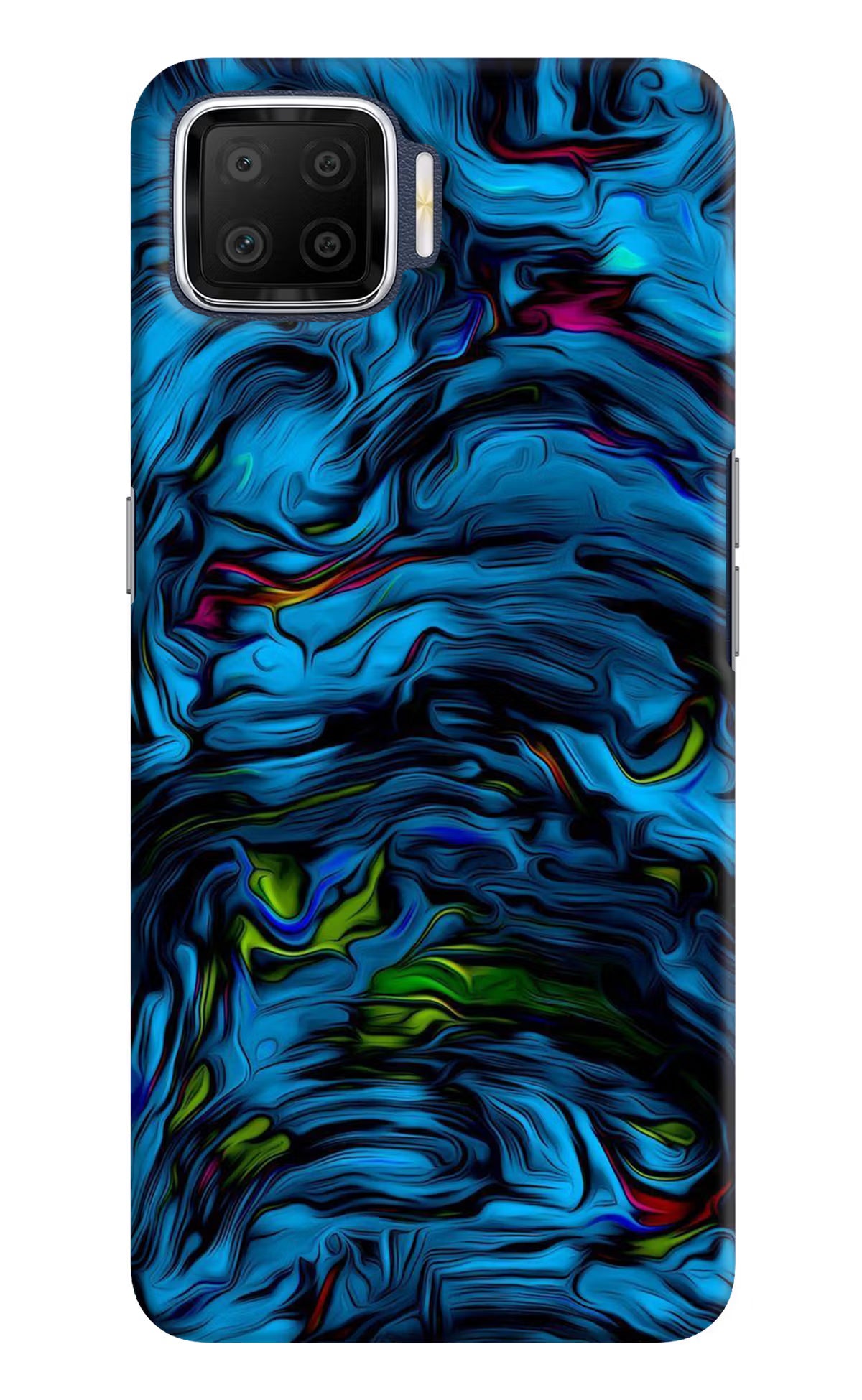 Dark Blue Abstract Oppo F17 Hard Case Back Cover by Casekaro