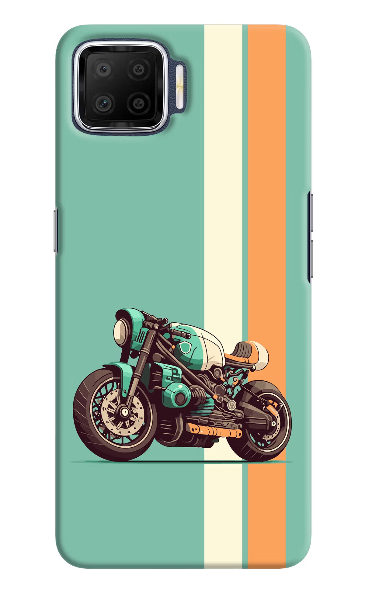 Striped Moto Drift Oppo F17 Hard Case Back Cover by Casekaro