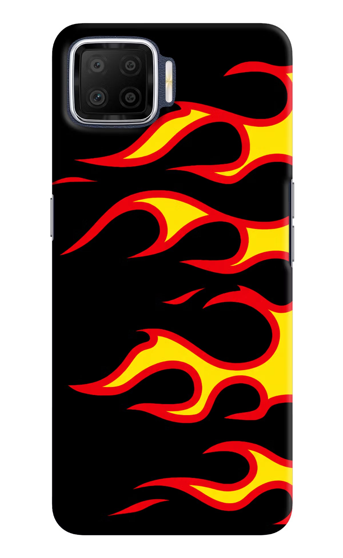 Side Sweep Flames Oppo F17 Hard Case Back Cover by Casekaro