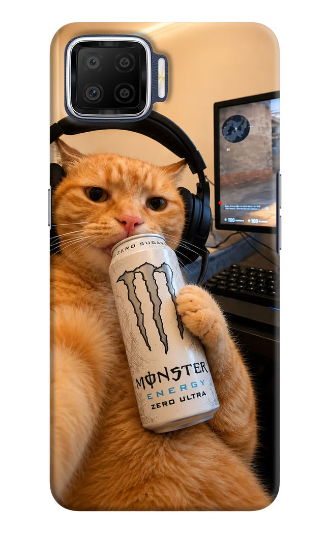 Gamer Cat Energy Oppo F17 Hard Case Back Cover by Casekaro