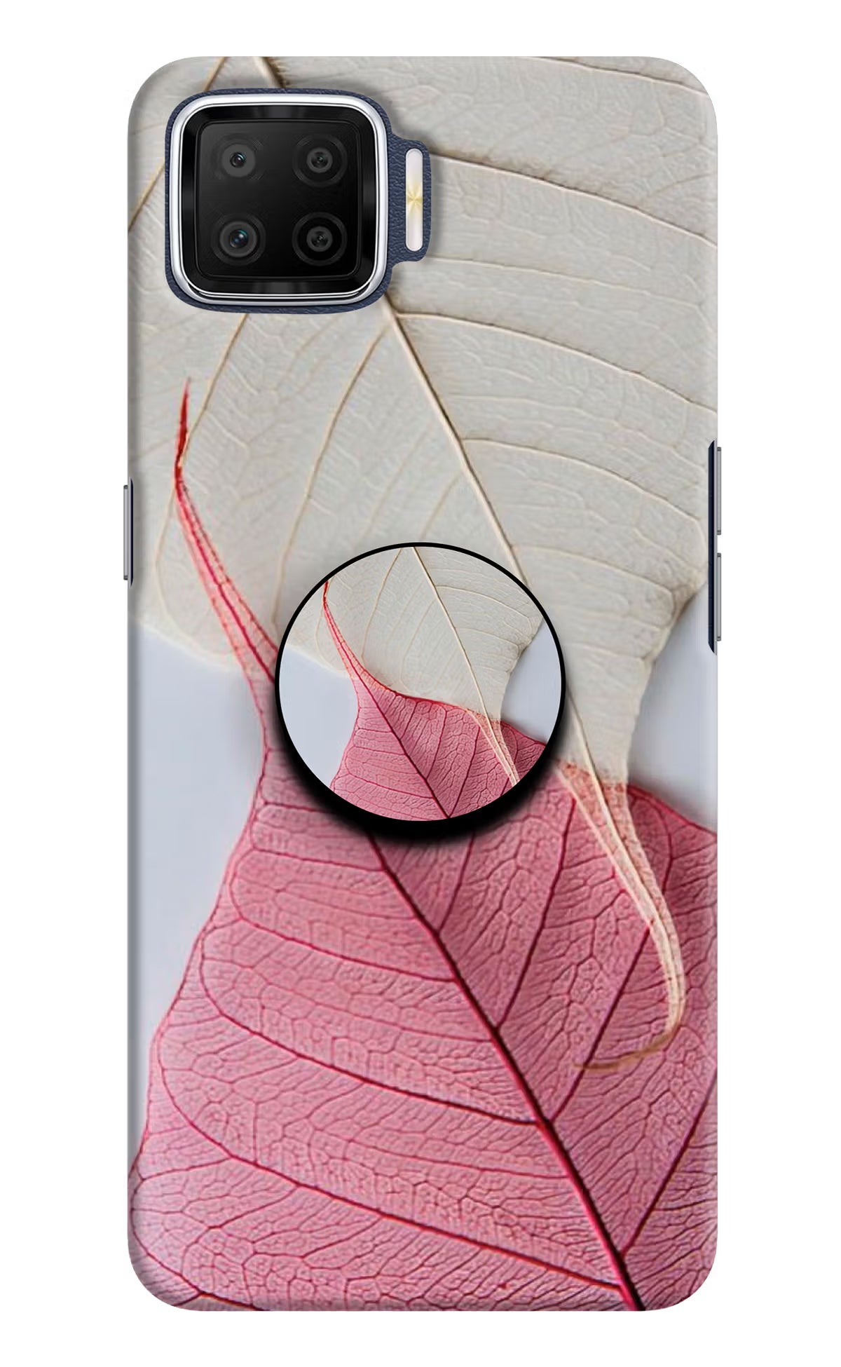 White Pink Leaf Oppo F17 Pop Case by Casekaro