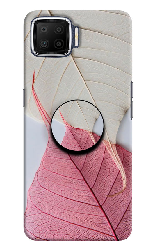 White Pink Leaf Oppo F17 Pop Case by Casekaro