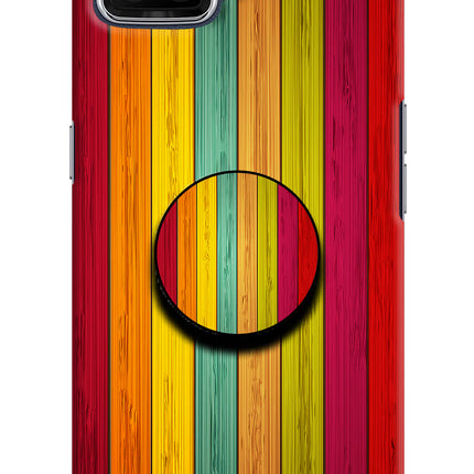Multicolor Wooden Oppo F17 Pop Case by Casekaro