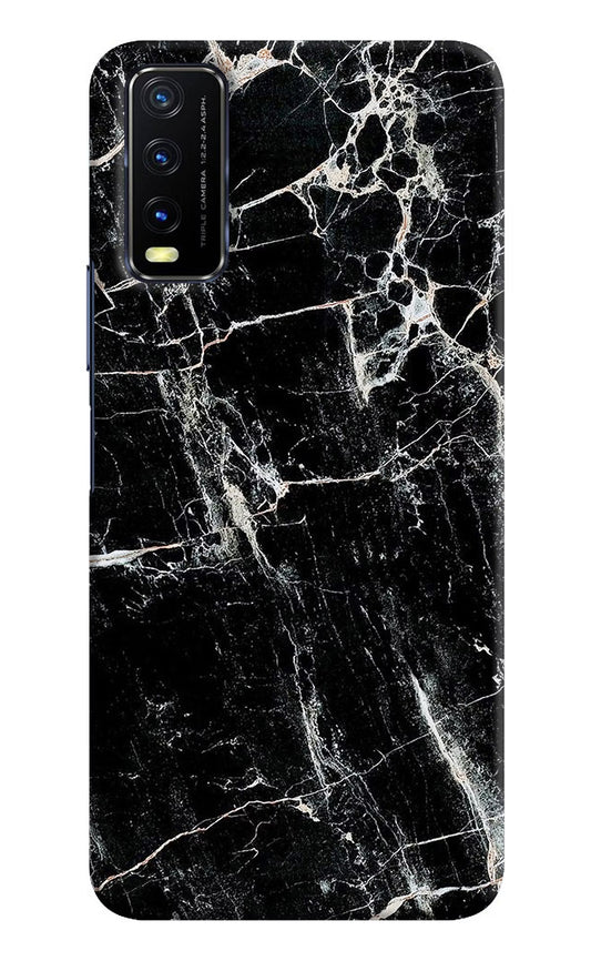 Black Marble Texture Vivo Y20/Y20i Hard Case Back Cover by Casekaro