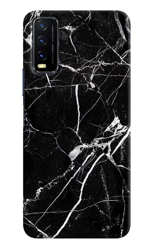Black Marble Pattern Vivo Y20/Y20i Hard Case Back Cover by Casekaro