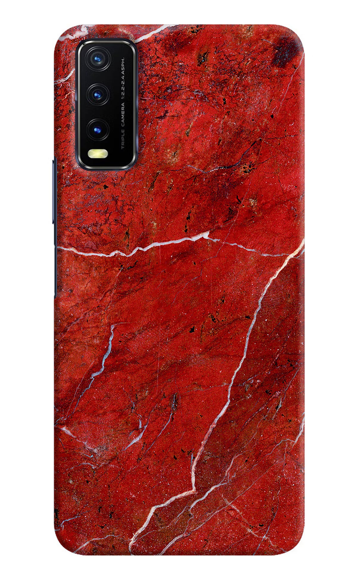 Red Marble Design Vivo Y20/Y20i Hard Case Back Cover by Casekaro