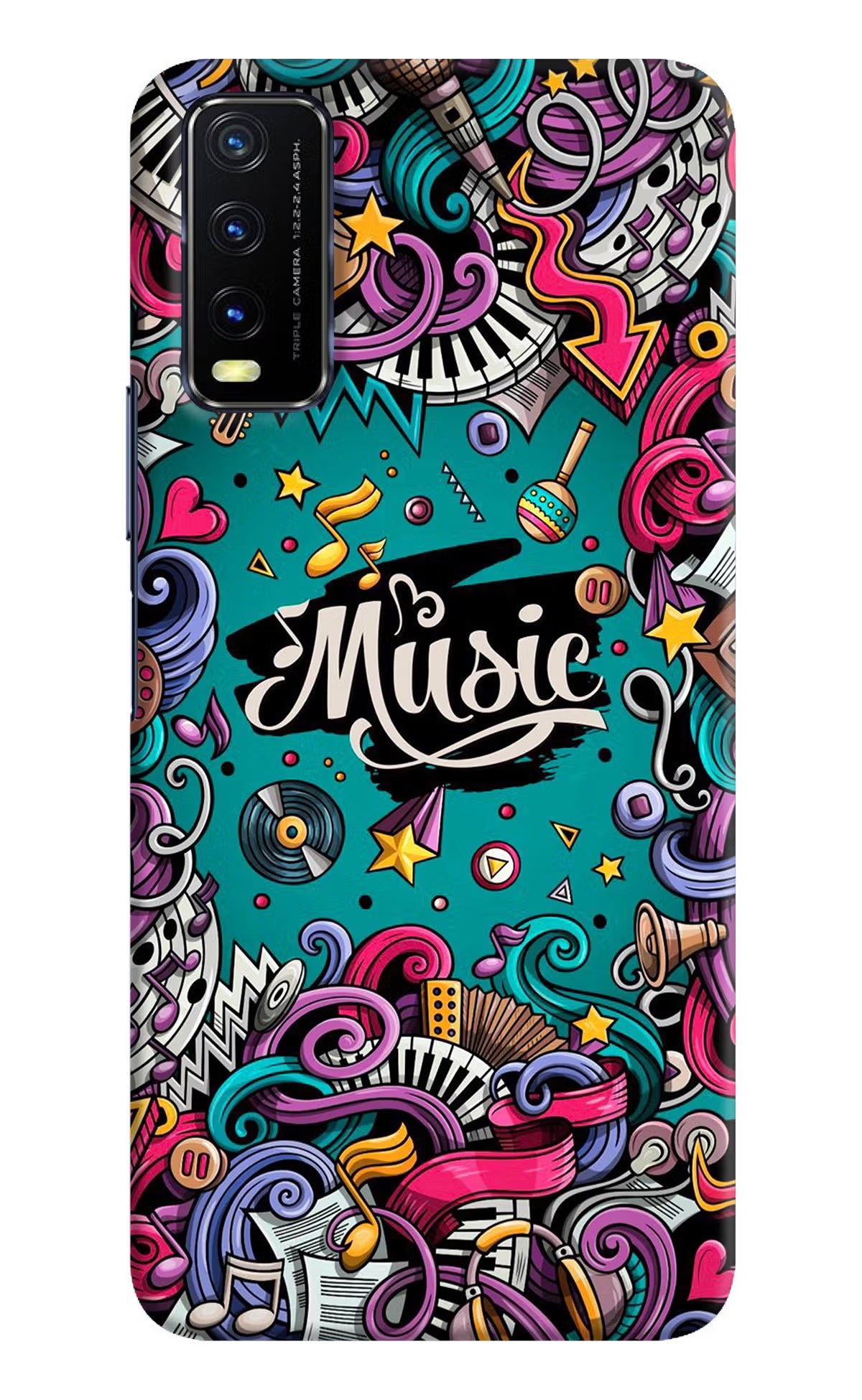 Music Graffiti Vivo Y20/Y20i Hard Case Back Cover by Casekaro