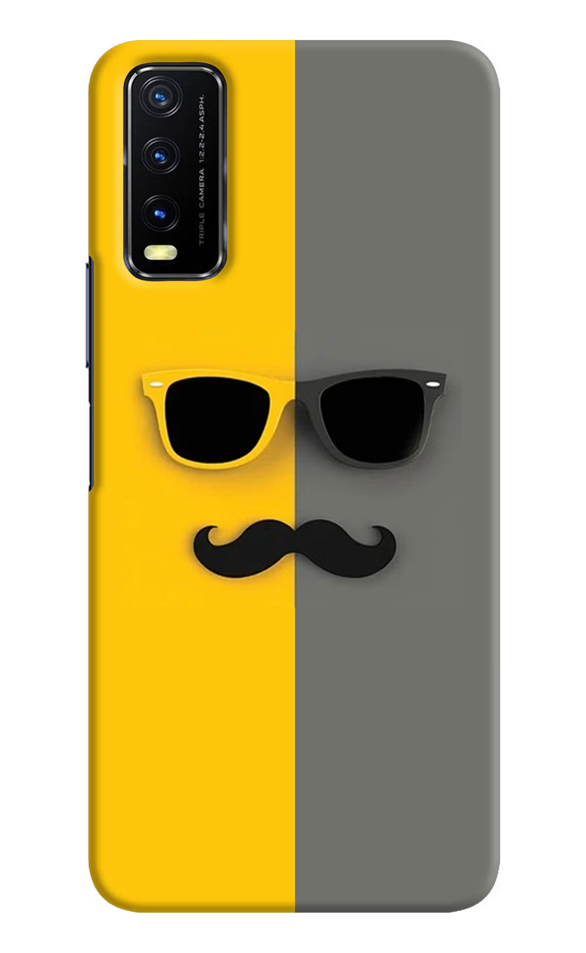 Sunglasses with Mustache Vivo Y20/Y20i Hard Case Back Cover by Casekaro
