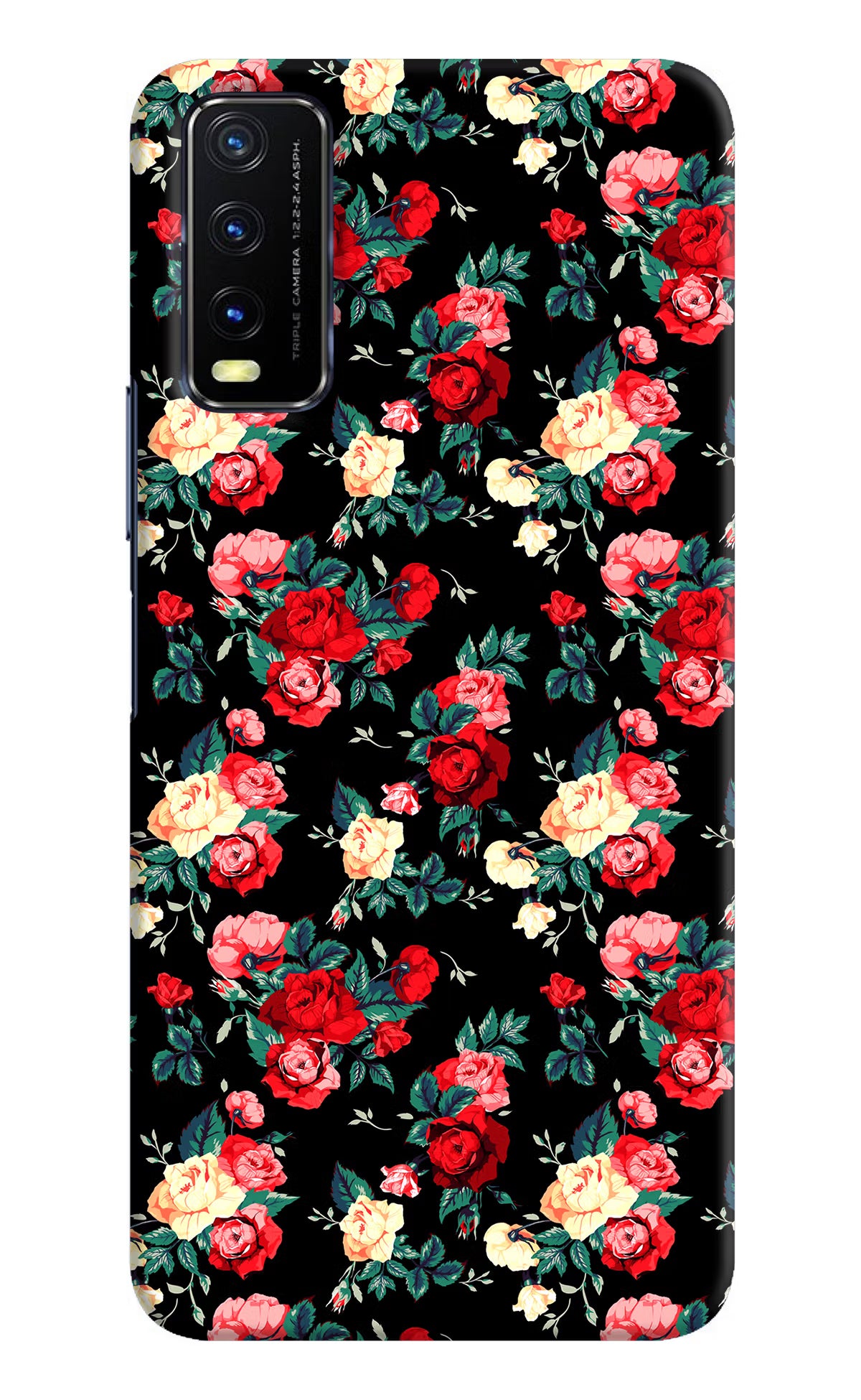 Rose Pattern Vivo Y20/Y20i Hard Case Back Cover by Casekaro