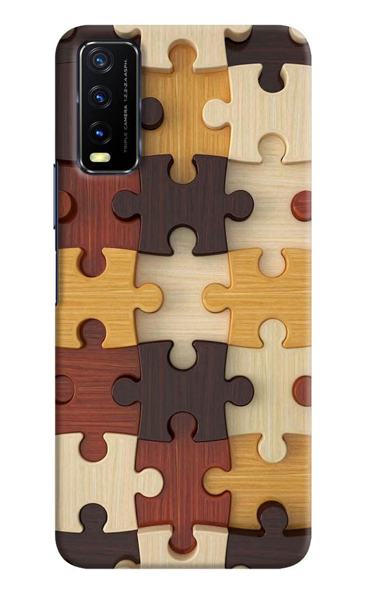 Wooden Puzzle Vivo Y20/Y20i Hard Case Back Cover by Casekaro