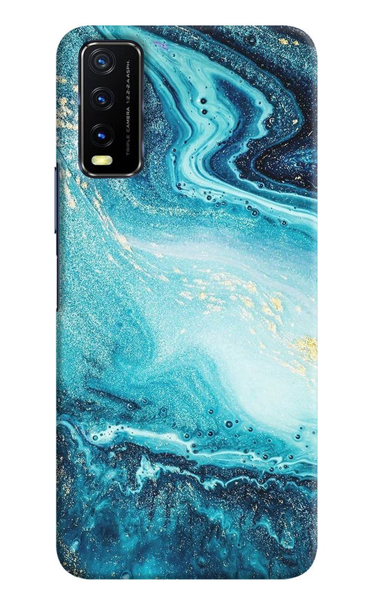 Blue Glitter Marble Vivo Y20/Y20i Hard Case Back Cover by Casekaro