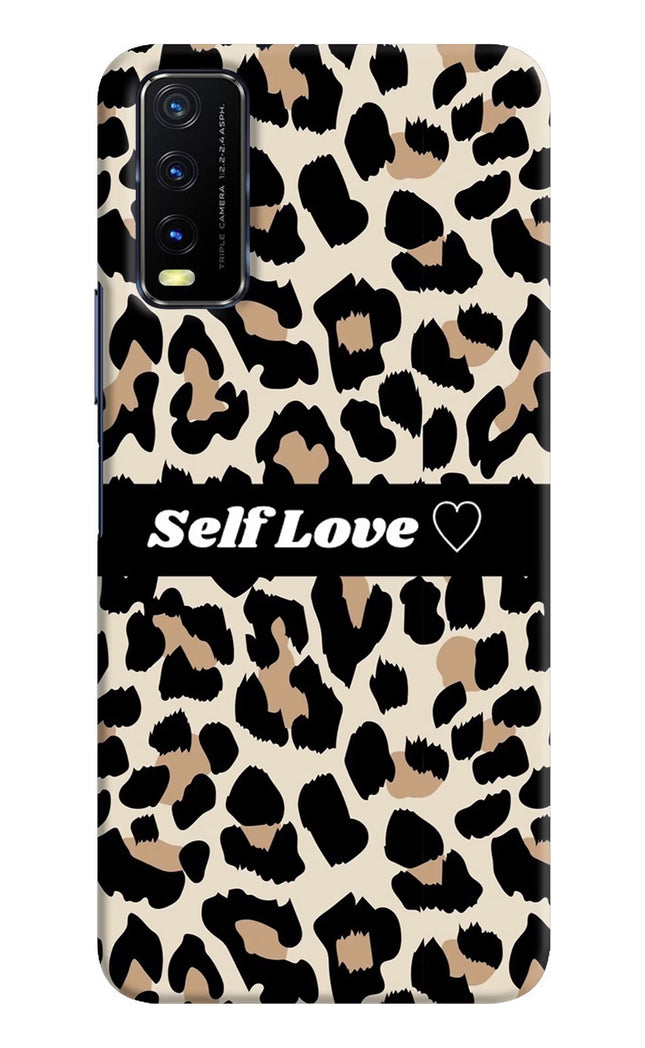 Leopard Print Self Love Vivo Y20/Y20i Hard Case Back Cover by Casekaro