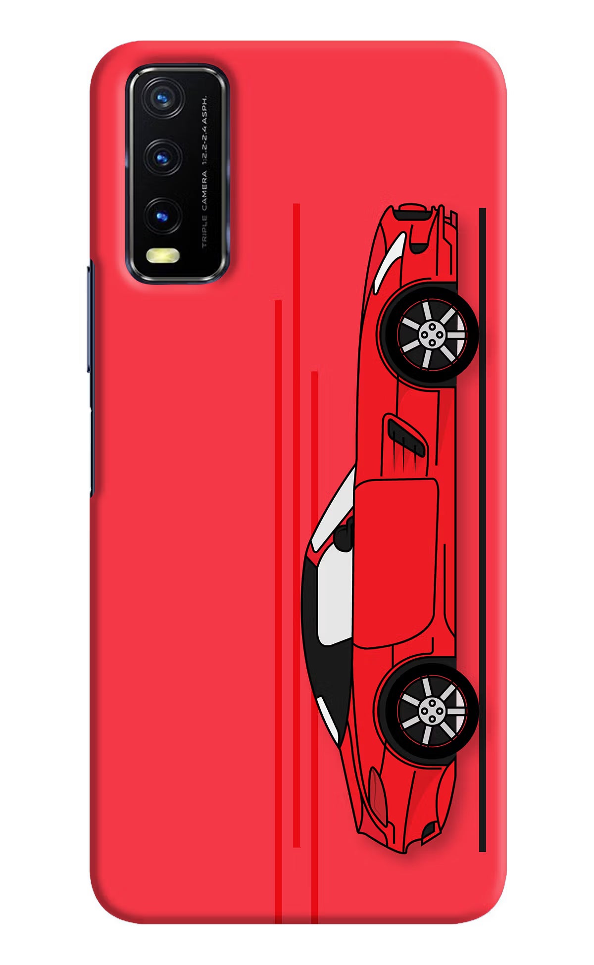Red Velocity Vivo Y20/Y20i Hard Case Back Cover by Casekaro