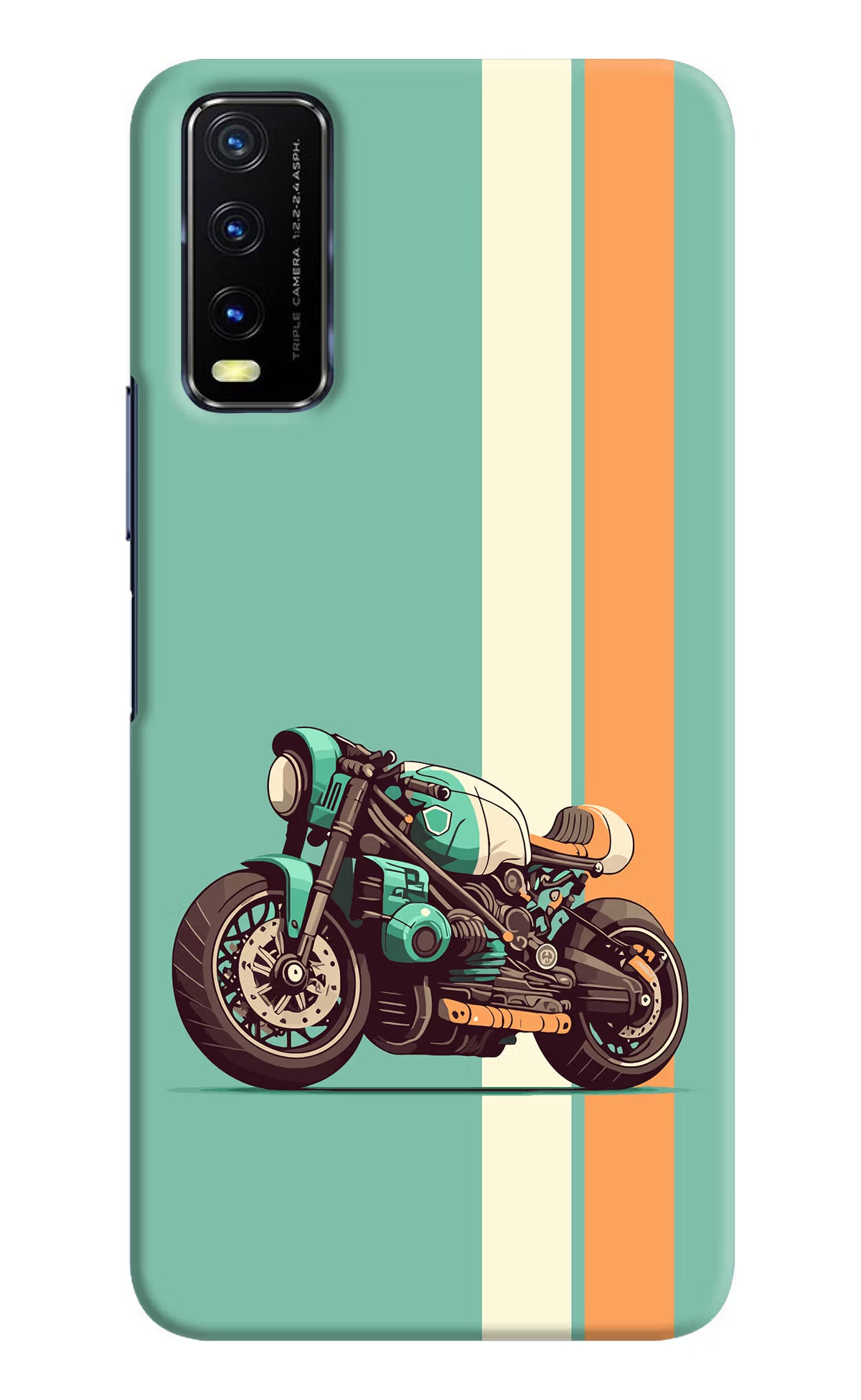 Striped Moto Drift Vivo Y20/Y20i Hard Case Back Cover by Casekaro