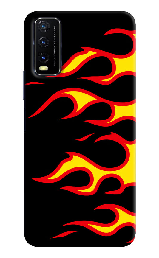 Side Sweep Flames Vivo Y20/Y20i Hard Case Back Cover by Casekaro
