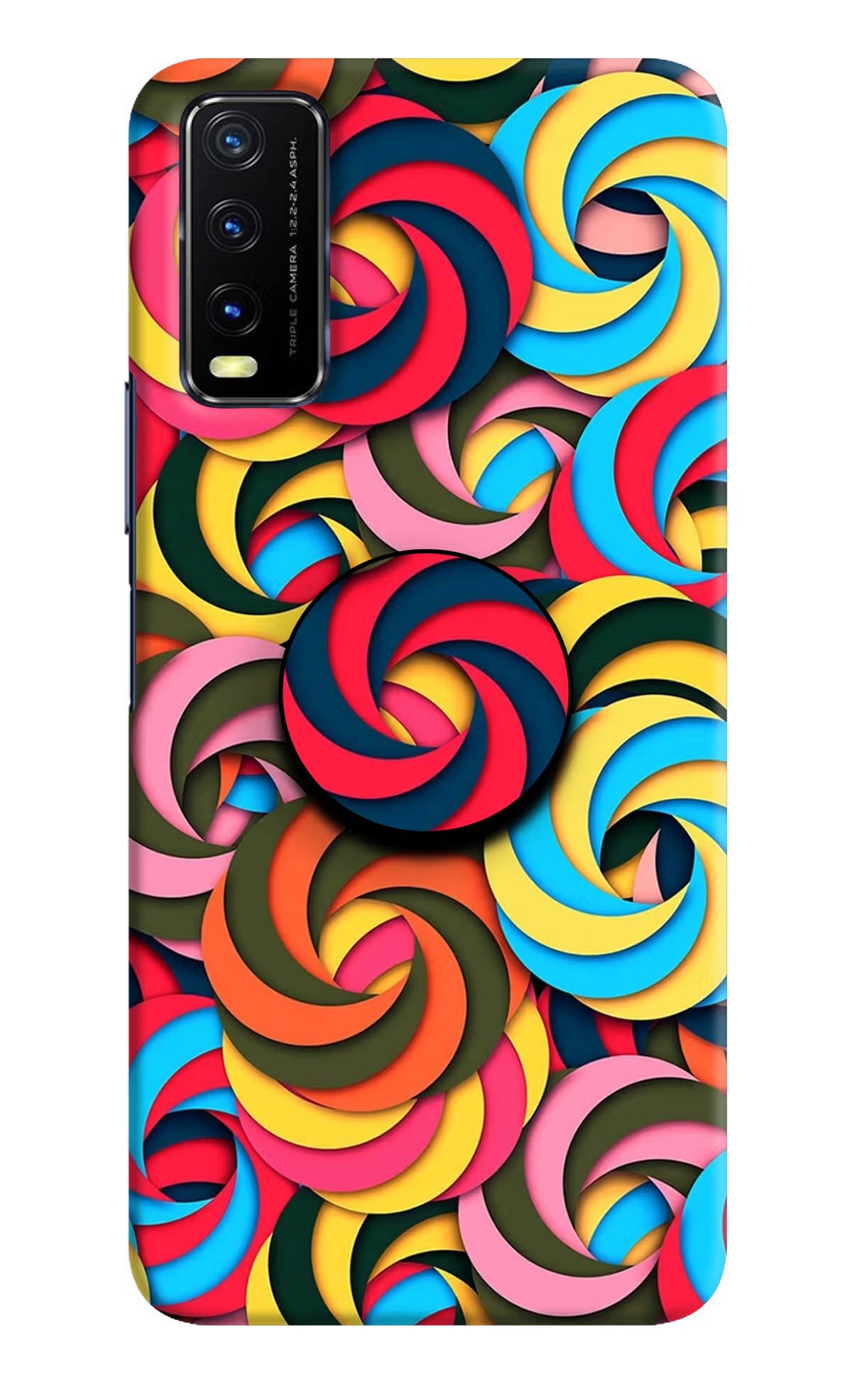 Spiral Pattern Vivo Y20/Y20i Pop Case by Casekaro