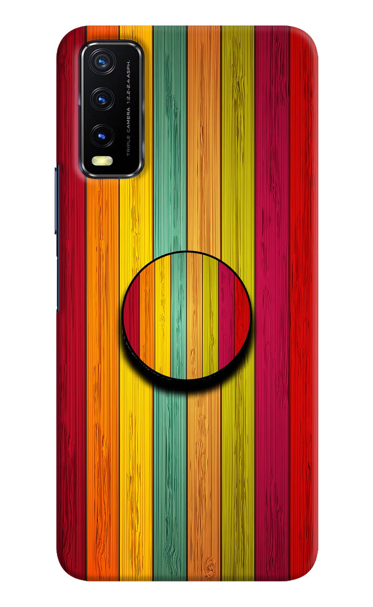 Multicolor Wooden Vivo Y20/Y20i Pop Case by Casekaro