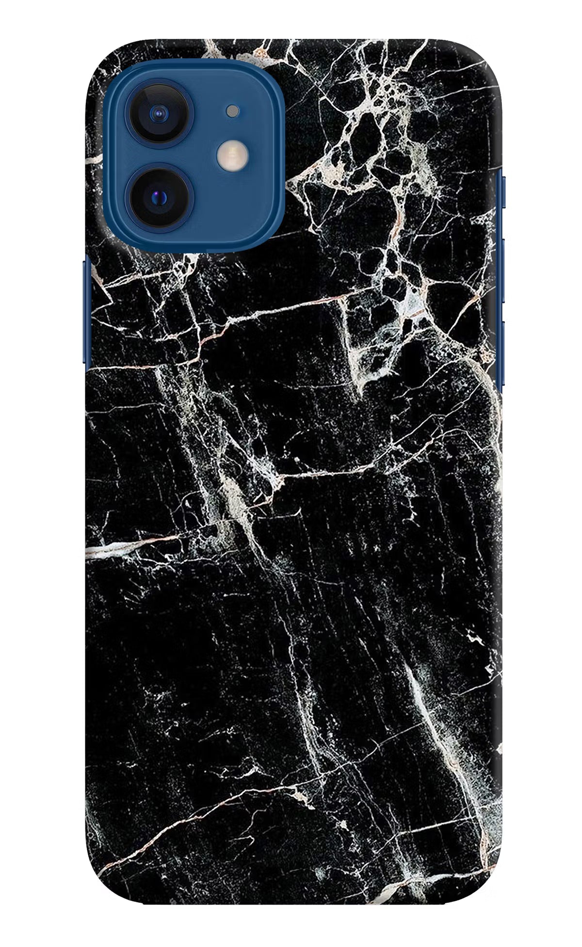 Black Marble Texture iPhone 12 Hard Case Back Cover by Casekaro