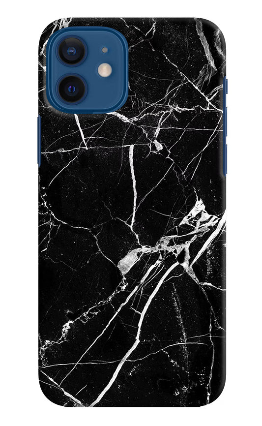 Black Marble Pattern iPhone 12 Hard Case Back Cover by Casekaro