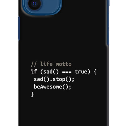 Life Motto Code iPhone 12 Hard Case Back Cover by Casekaro