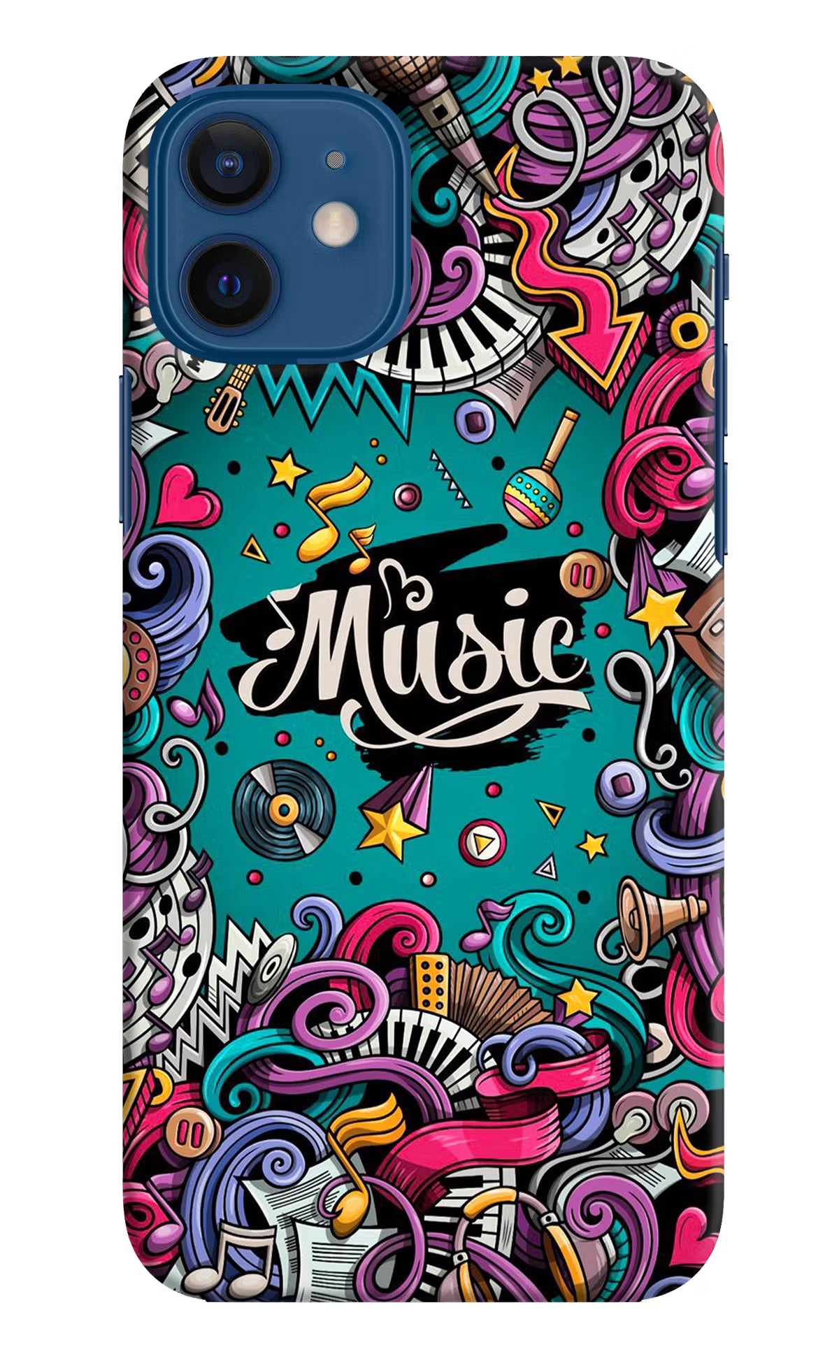 Music Graffiti iPhone 12 Hard Case Back Cover by Casekaro