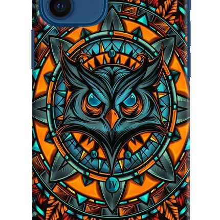 Angry Owl Art iPhone 12 Hard Case Back Cover by Casekaro