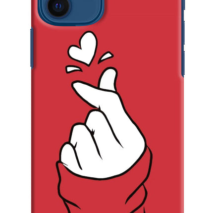 Korean Love Sign iPhone 12 Hard Case Back Cover by Casekaro