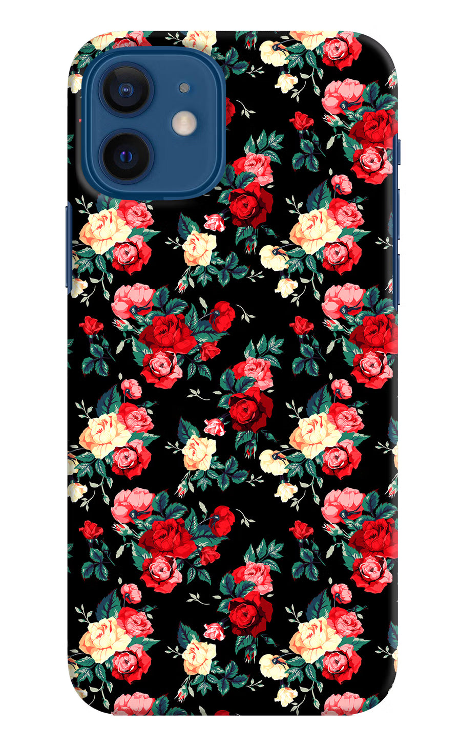 Rose Pattern iPhone 12 Back Cover, Hard case