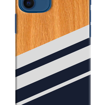 Blue and white wooden iPhone 12 Hard Case Back Cover by Casekaro