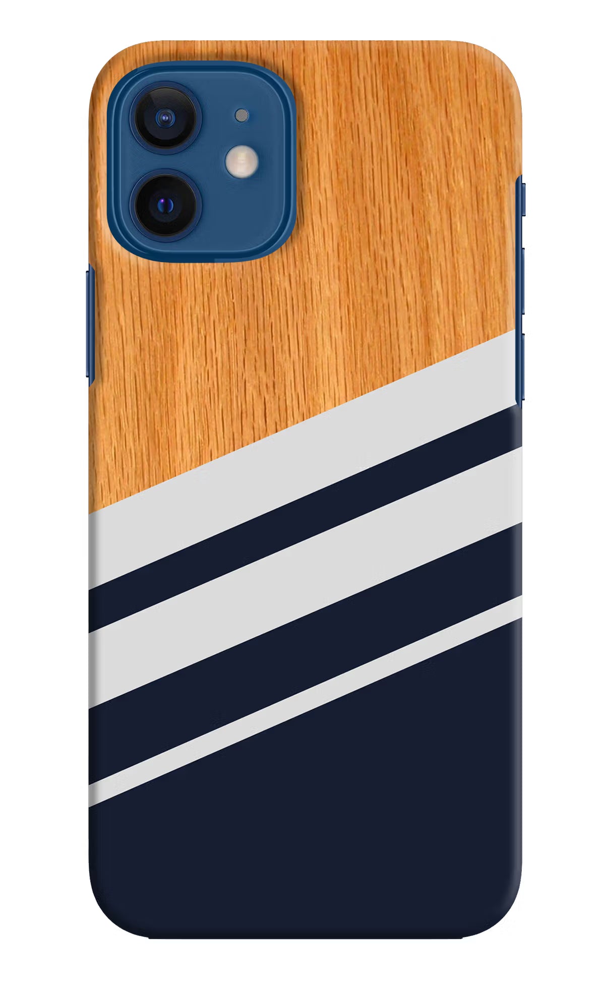 Blue and white wooden iPhone 12 Hard Case Back Cover by Casekaro